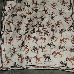 Henri Bendel Greyhound silk scarf 22 x 22 RARE